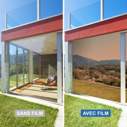 Film pour fenêtre anti-vue ZERO 90® 75 x 200 – Effet miroir Argent Geen  transparent –