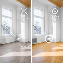 Film anti-UV effet sur le parquet