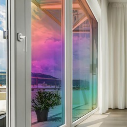 Acheter Film autocollant coloré pour fenêtre et porte, couverture givrée en  verre, soleil, 45x200cm