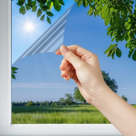 Film protection solaire pour simple vitrage combiné film de sécurité - alu  clair